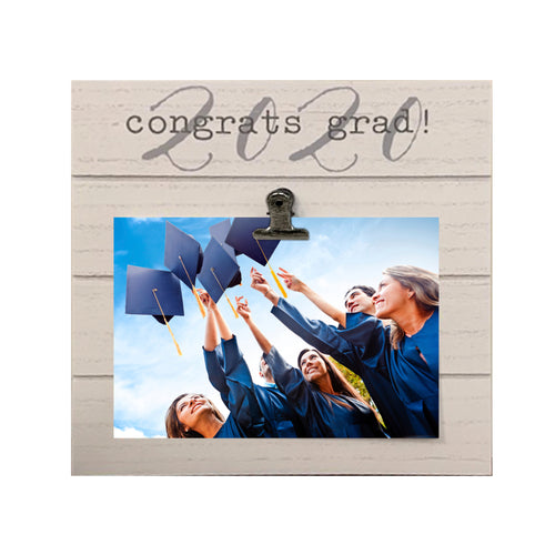 White Shiplap 9-inch by 9-inch Congrats 2020 Grad! Clip Graduation Photo Frame