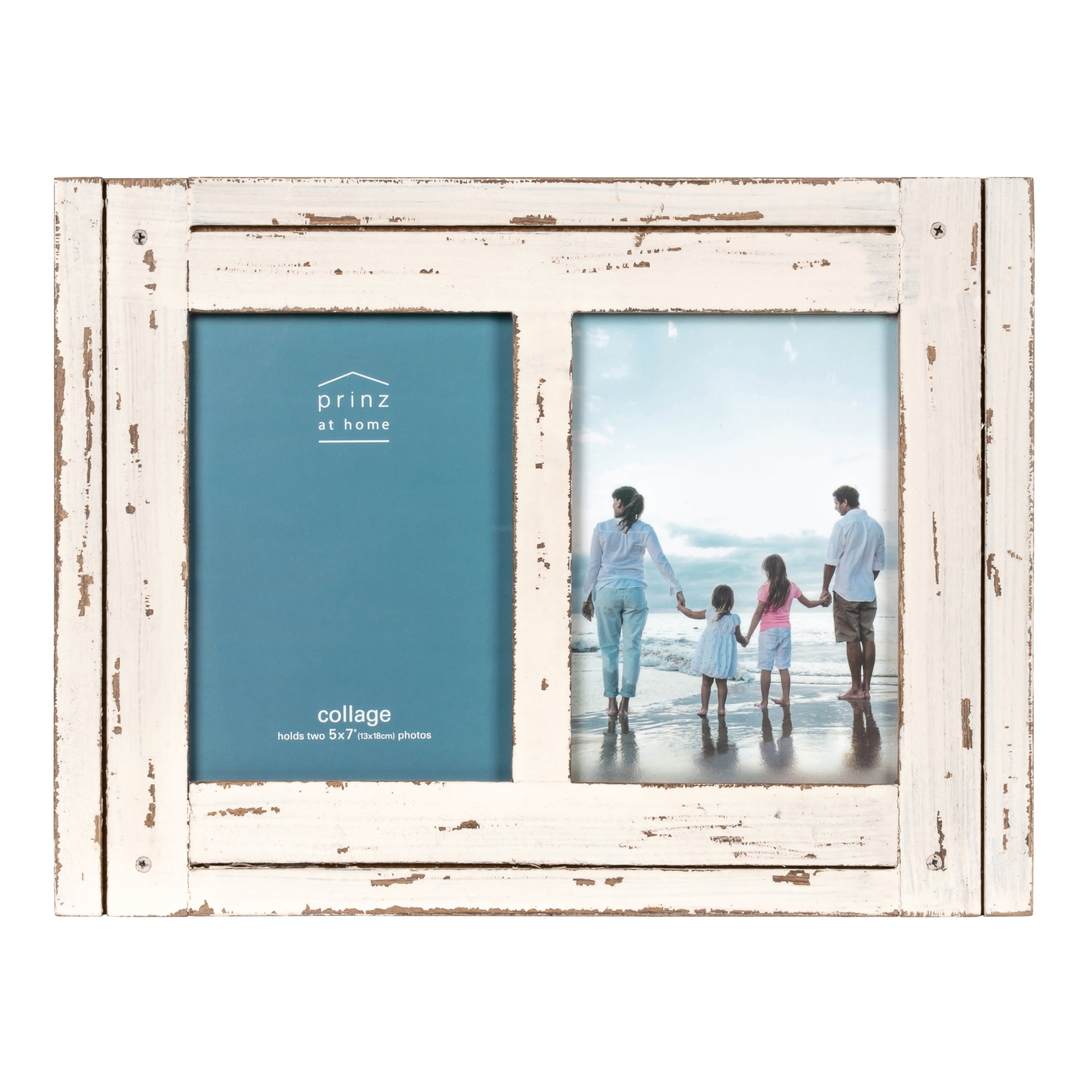 Prinz 6-Opening, for 4x6, 4x4, and 5x7 Photos, Collage Picture Frame, White-Natural