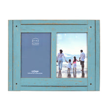 Load image into Gallery viewer, Homestead Collage 5-inch by 7-inch Picture Frame for Two Photos, Distressed Blue