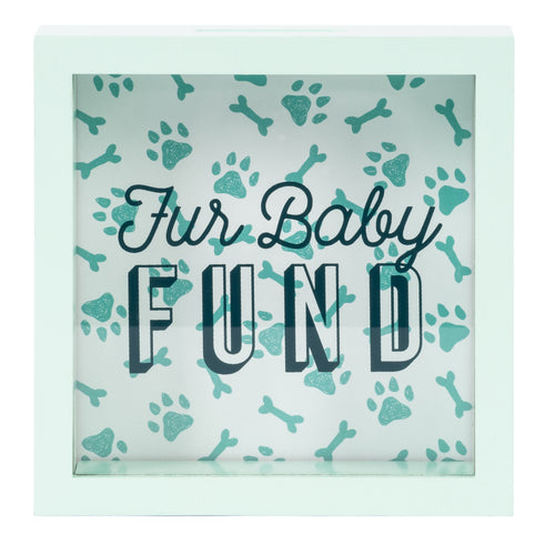 Wooden 6 x 6 Fur Baby Fund Shadowbox Bank, Light Green