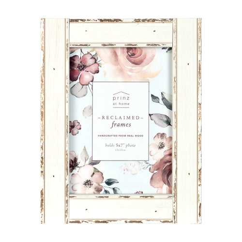 Prinz Reclaimed 5 x 7-inch Metallic White Wood Picture Frame