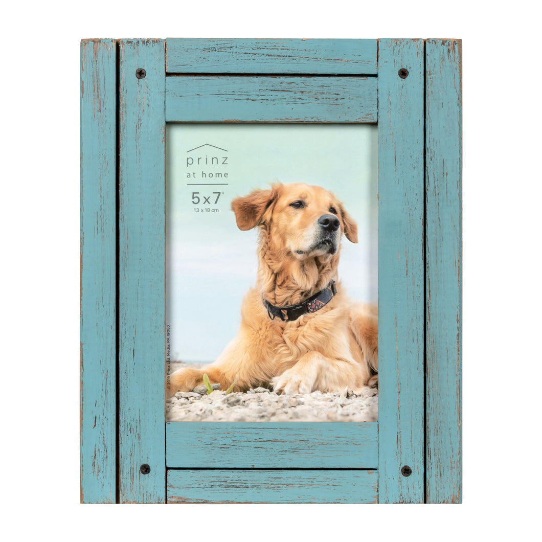 Homestead 5-inch x 7-inch Rustic Wood Picture Frame, Distressed Blue