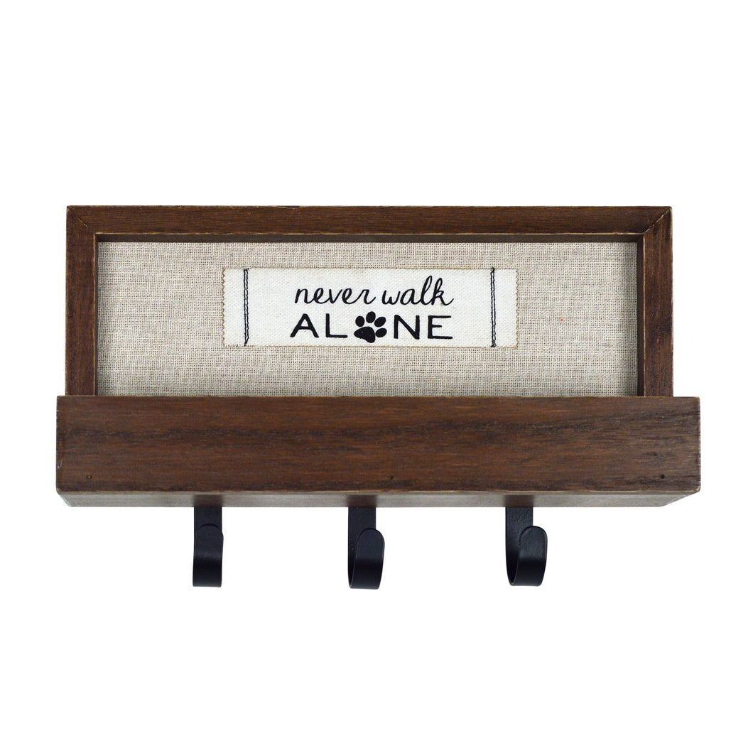 Never Walk Alone Decorative Plaque with 3 Wall Hooks