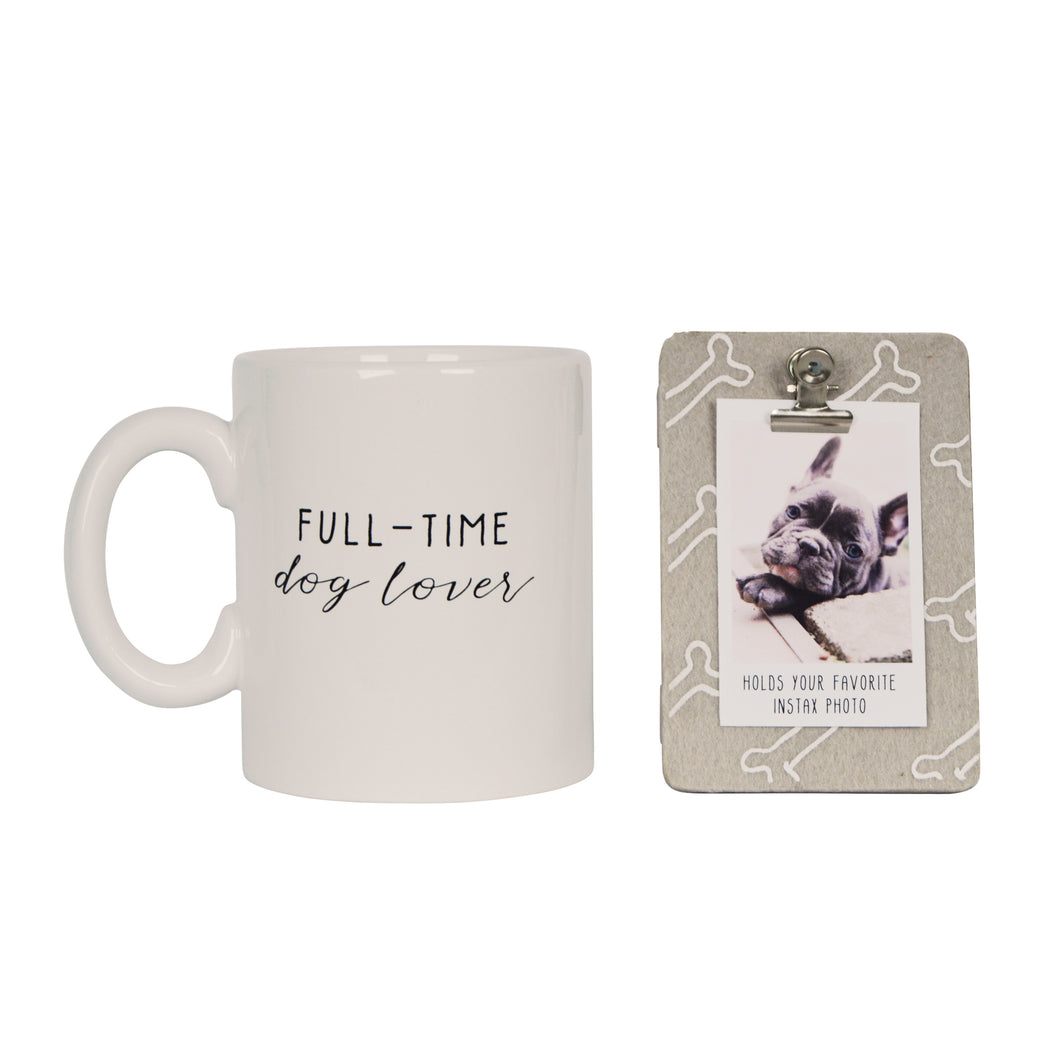 Dog Lover Clip Photo Frame and Ceramic Coffee Mug Gift Set