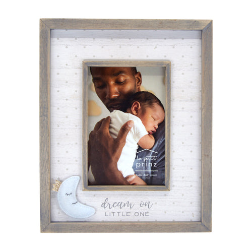 Dream On Little One Plush Moon 4 x 6-inch Wood Picture Frame
