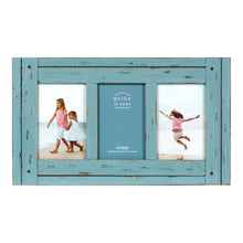 Load image into Gallery viewer, Homestead Collage 4-inch by 6-inch Picture Frame for Three Photos, Distressed Blue