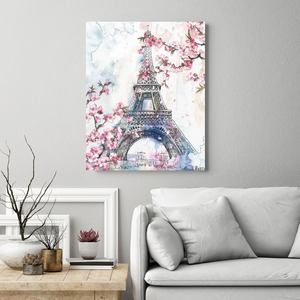 16-inch by 20-inch Cherry Blossoms in Paris Wrapped Canvas Wall Art