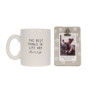The Best Things in Life are Furry Clip Photo Frame & Coffee Mug Gift Set